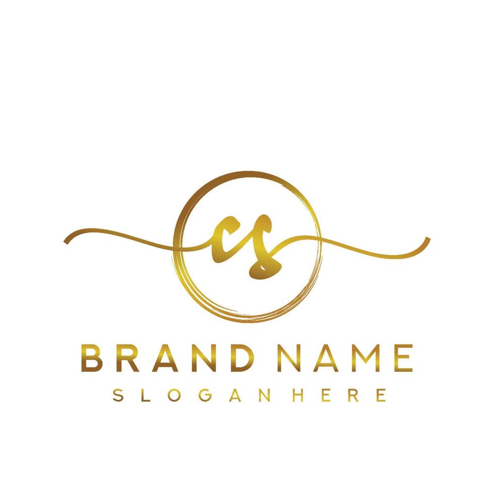 Initial CS beauty monogram and elegant logo design, handwriting logo of initial signature, wedding, fashion, floral and botanical with creative template. vector