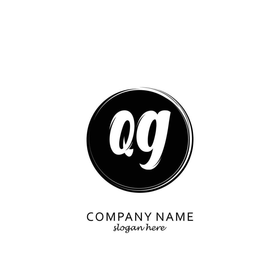 Initial QG with black circle brush logo template vector