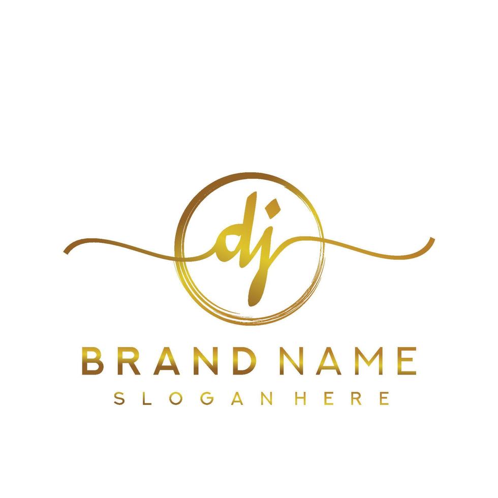 Initial DJ beauty monogram and elegant logo design, handwriting logo of initial signature, wedding, fashion, floral and botanical with creative template. vector