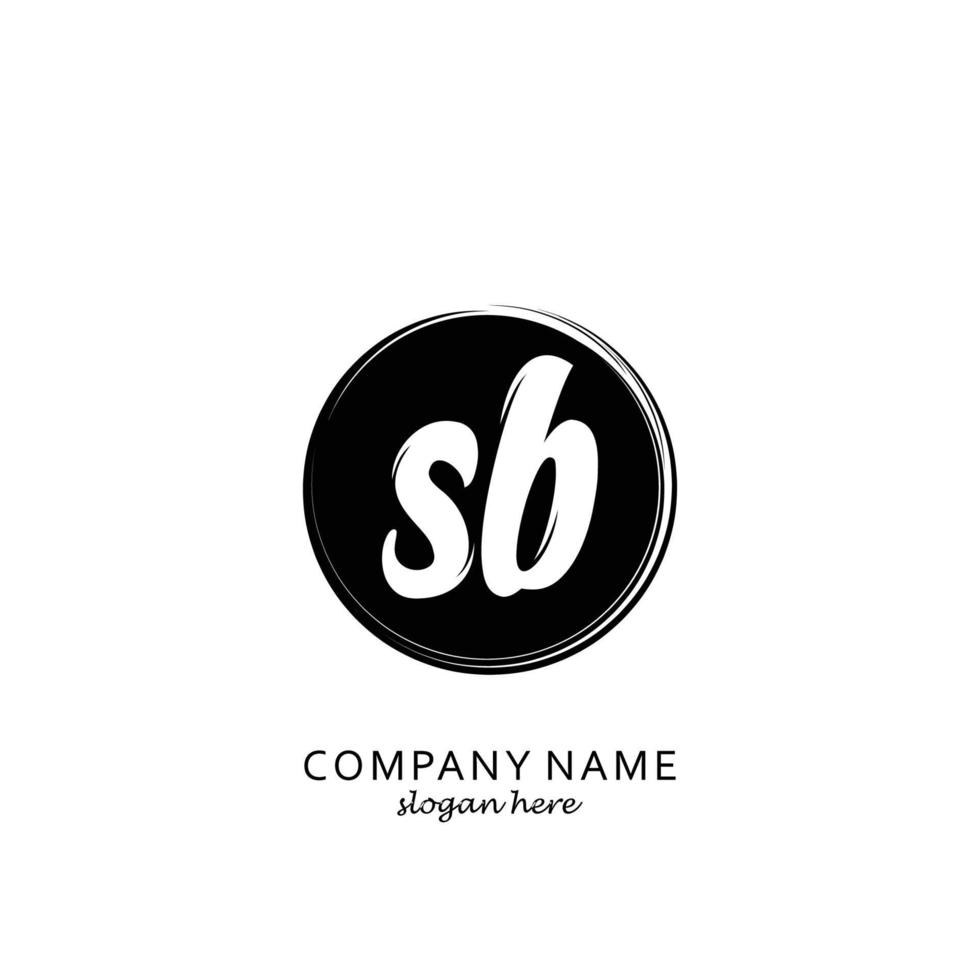 Initial SB with black circle brush logo template vector