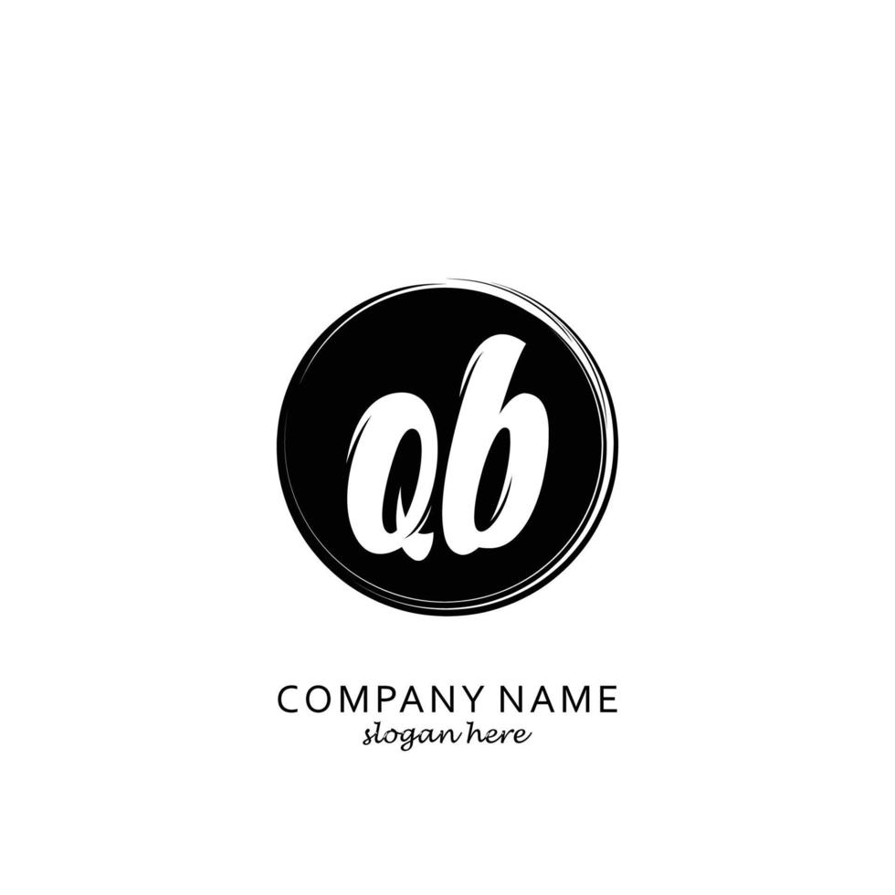 Initial QB with black circle brush logo template vector