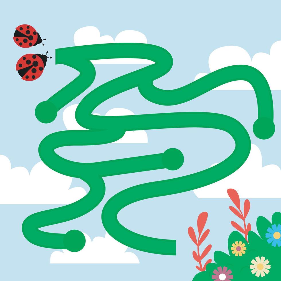 Maze illustration worksheet for kids vector
