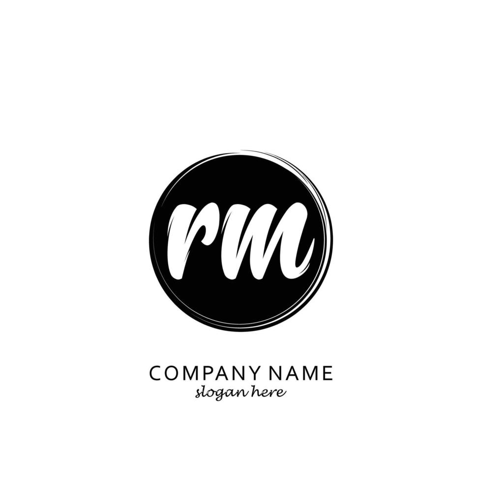 Initial RM with black circle brush logo template vector