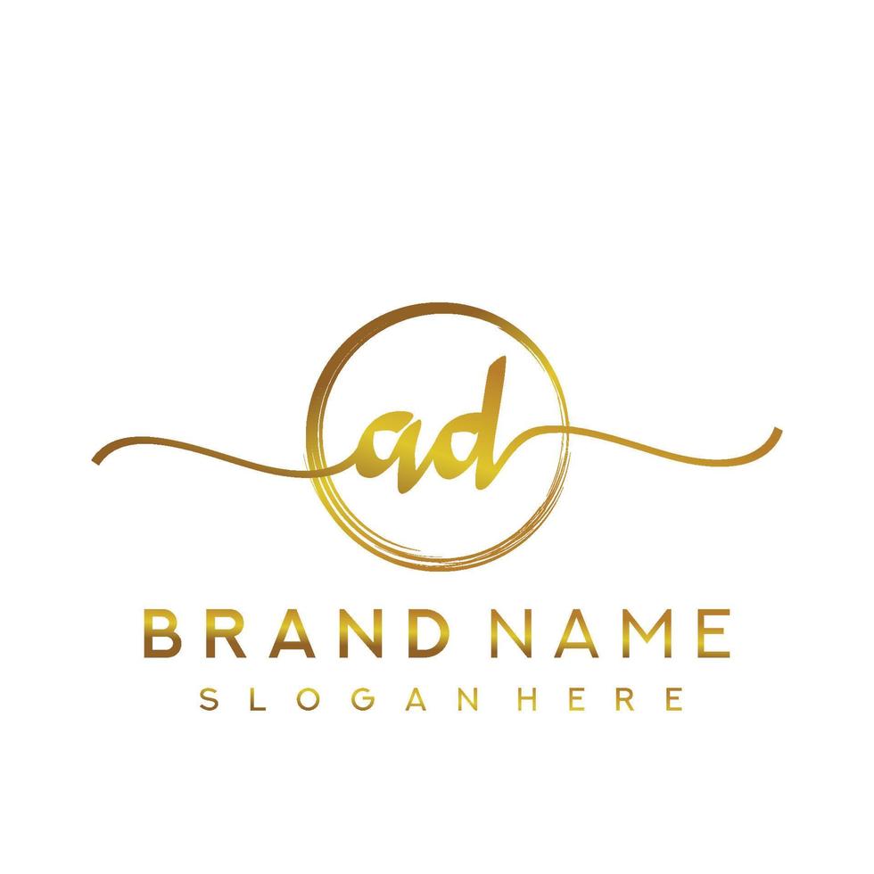 Initial AD beauty monogram and elegant logo design, handwriting logo of initial signature, wedding, fashion, floral and botanical with creative template. vector