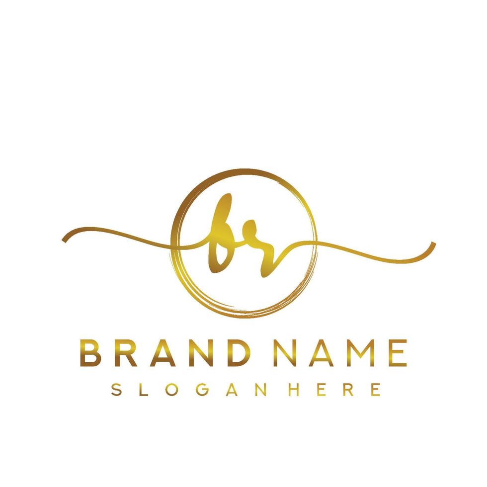 Initial BR beauty monogram and elegant logo design, handwriting logo of initial signature, wedding, fashion, floral and botanical with creative template. vector