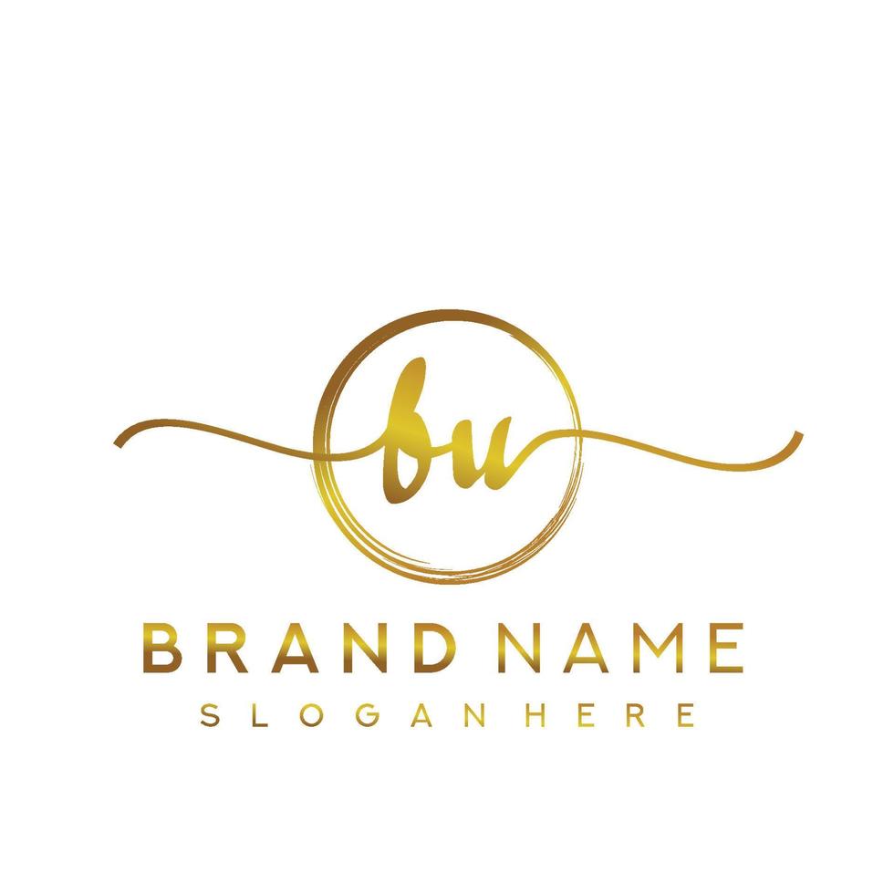 Initial BU beauty monogram and elegant logo design, handwriting logo of initial signature, wedding, fashion, floral and botanical with creative template. vector