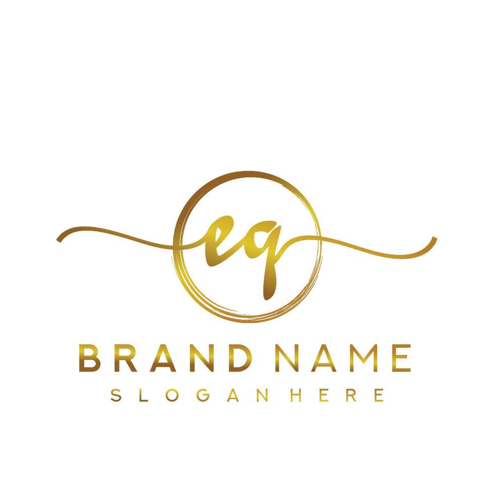 Initial EQ beauty monogram and elegant logo design, handwriting logo of initial signature, wedding, fashion, floral and botanical with creative template. vector