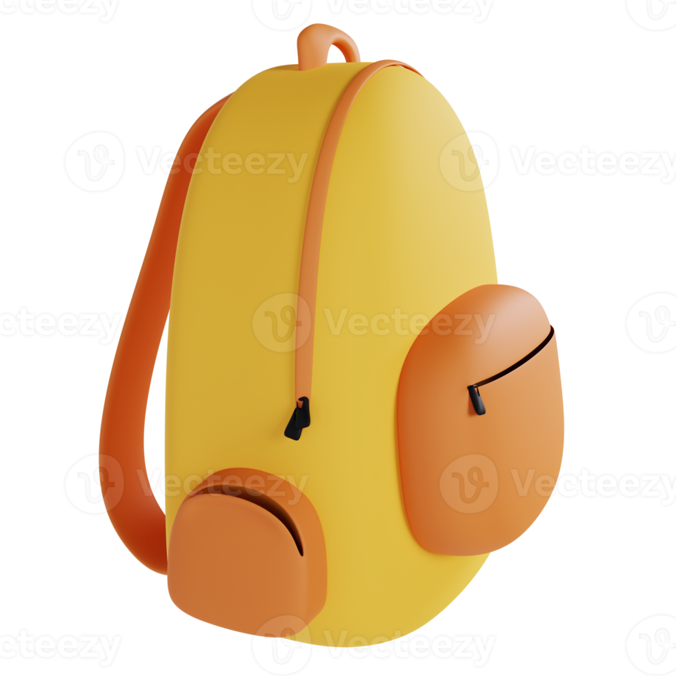 3d orange rucksack bildung illustration premium png