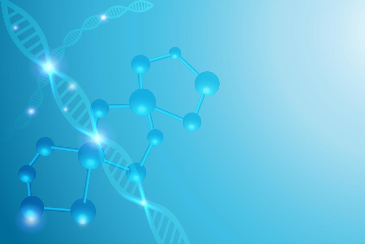 DNA molecule structure connect to 3D molecular chromosome gene. Futuristic background for biotechnology medical science, genetic chemistry and beauty cosmetology technology. vector