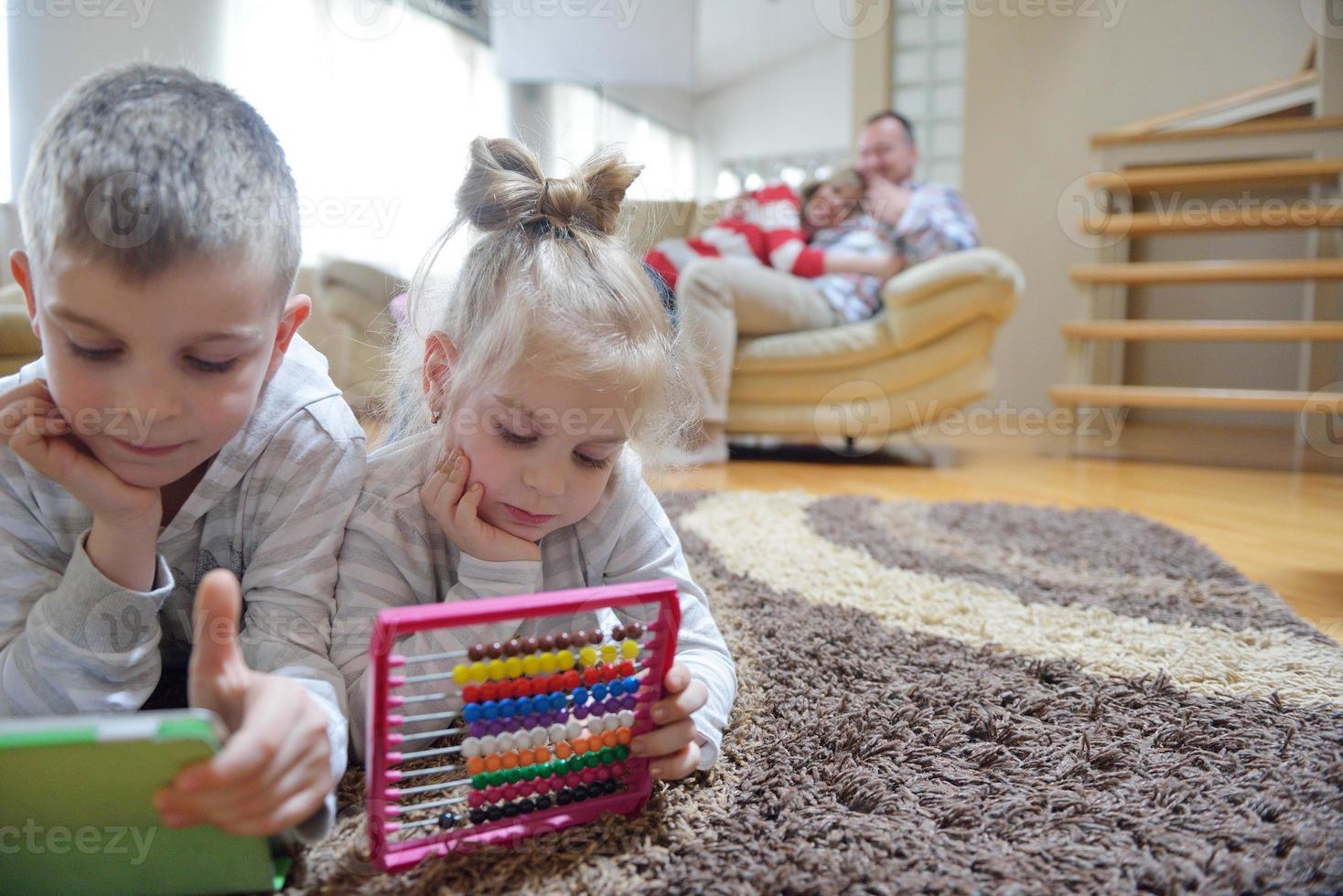 happy young family at home photo