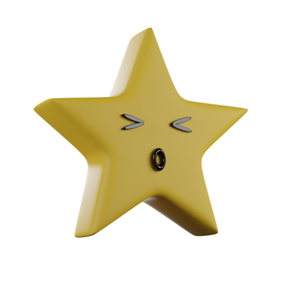 3D rendering yellow star with transparent background. png