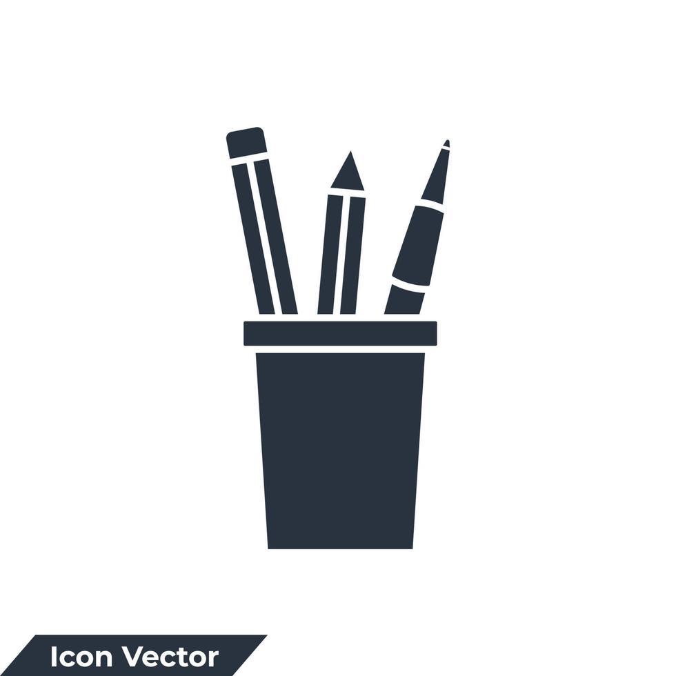 pen holder icon logo vector illustration Stationery pen cup symbol pen holder icon logo vector illustration Stationery pen cup symbol