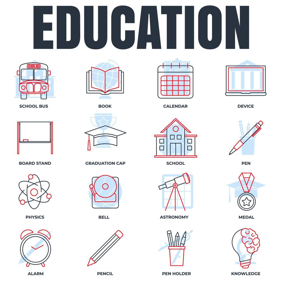 Set of Education back to school icon logo vector illustration. back to school pack symbol template for graphic and web design collection