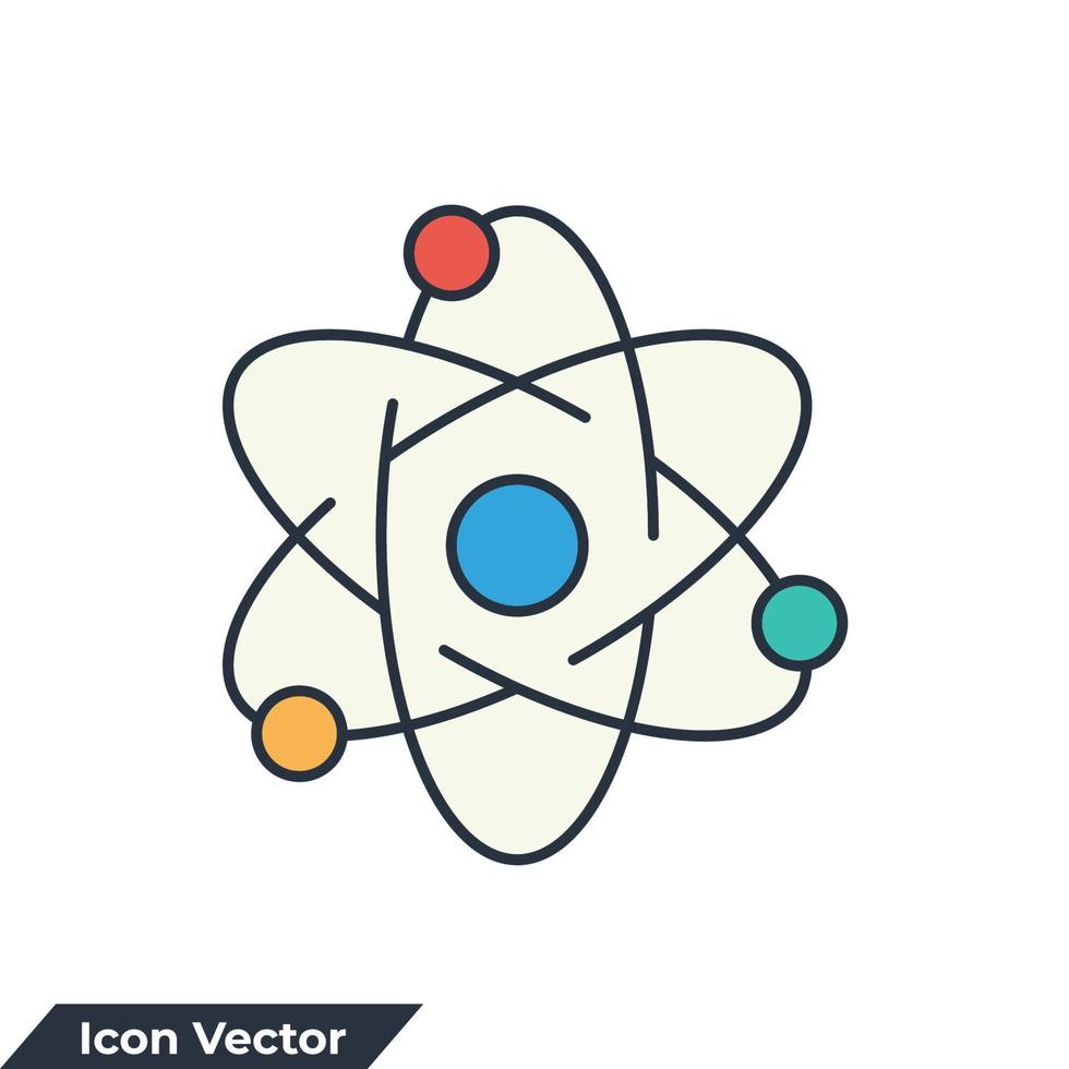 physics icon logo vector illustration. Molecular atom neutron laboratory symbol template for graphic and web design collection