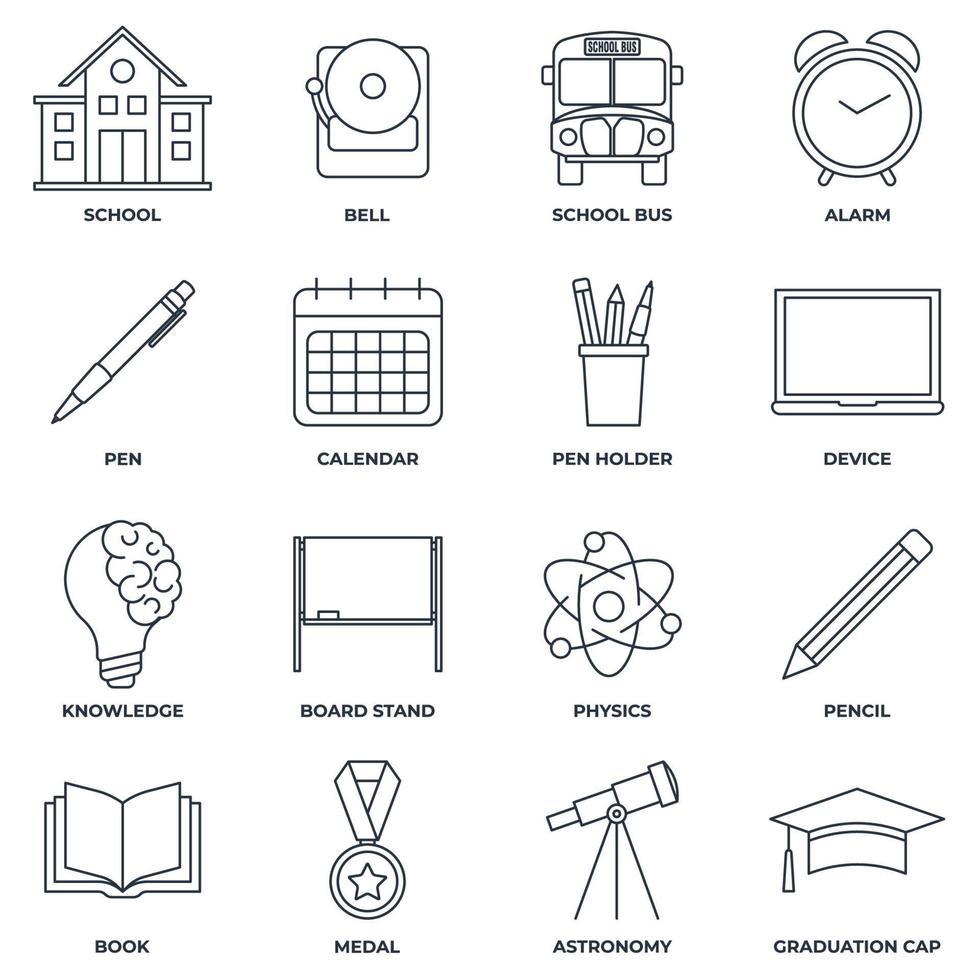 Set of Education back to school icon logo vector illustration. back to school pack symbol template for graphic and web design collection