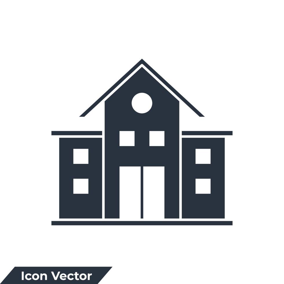 ilustración vectorial del logotipo del icono de la escuela. plantilla de símbolo de escuela de construcción para colección de diseño gráfico y web vector