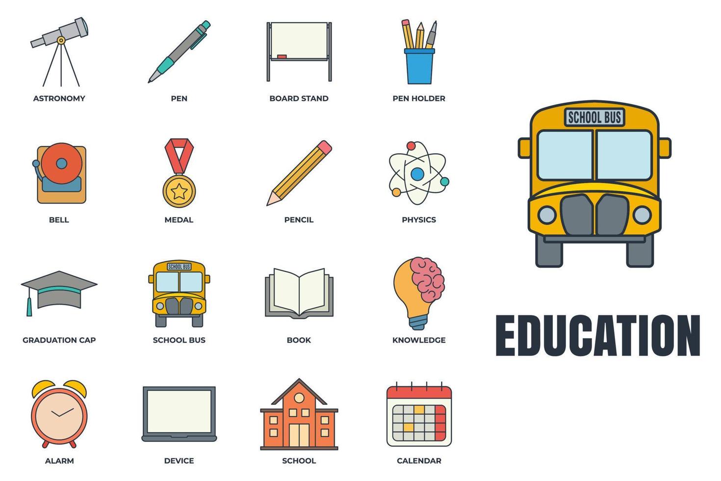 Set of Education back to school icon logo vector illustration. back to school pack symbol template for graphic and web design collection