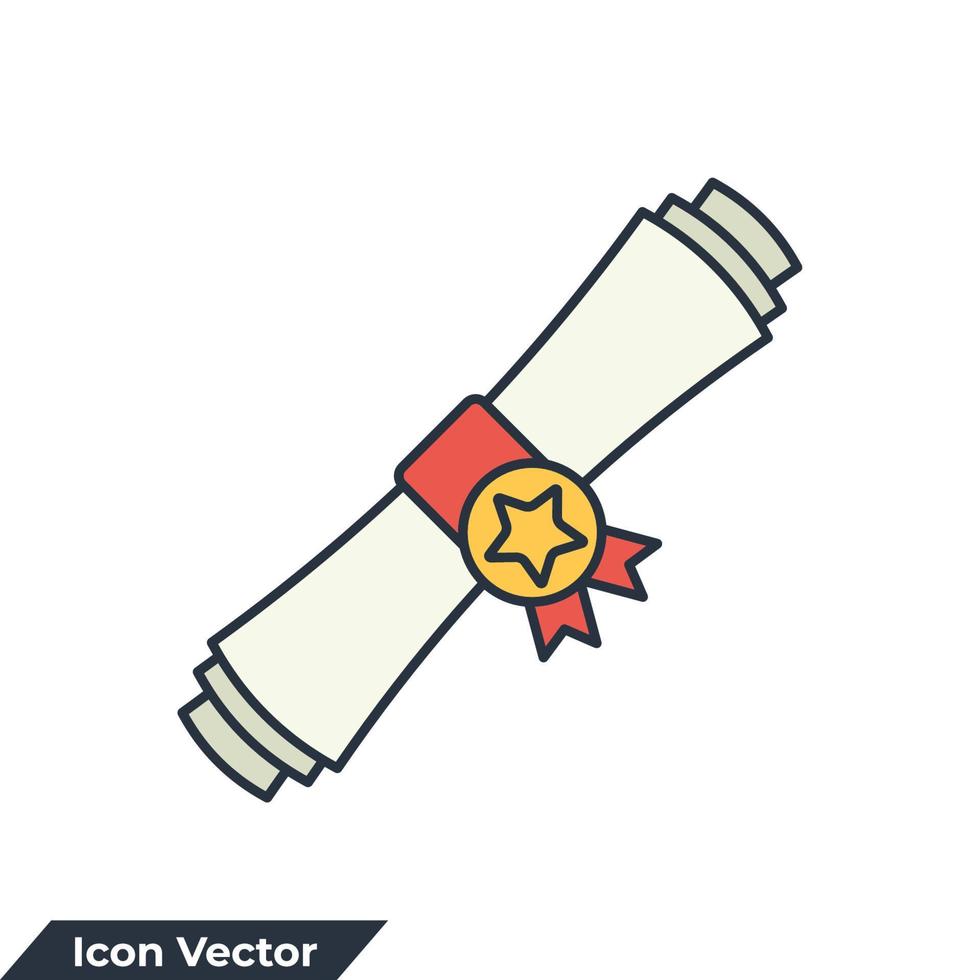 diploma icon logo vector illustration. Award medal symbol template for graphic and web design collection