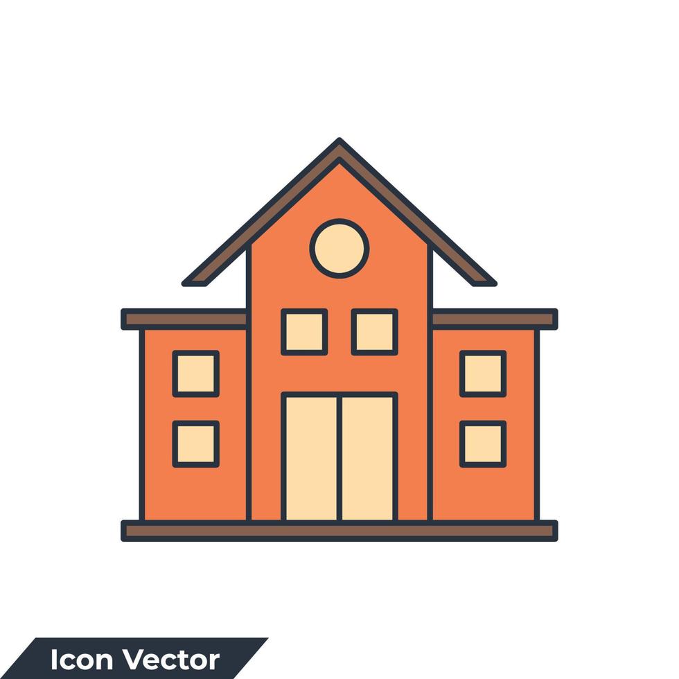 ilustración vectorial del logotipo del icono de la escuela. plantilla de símbolo de escuela de construcción para colección de diseño gráfico y web vector