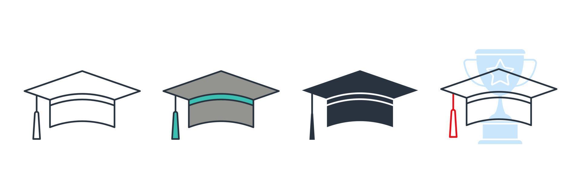 graduation cap icon logo vector illustration. Square academic cap symbol template for graphic and web design collection