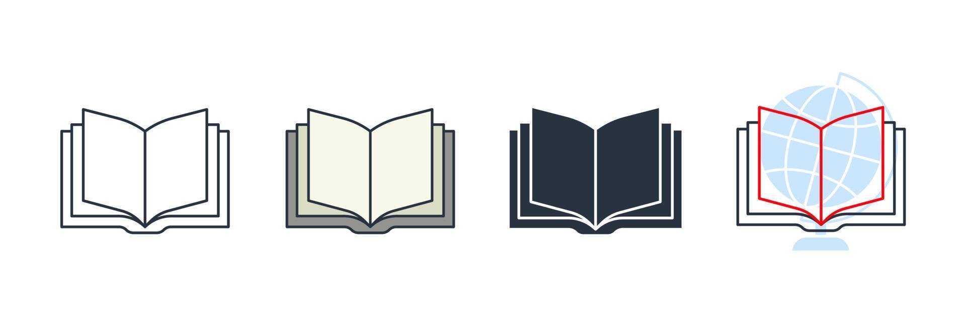 Ilustración de vector de logotipo de icono de libro. plantilla de símbolo de libro para la colección de diseño gráfico y web