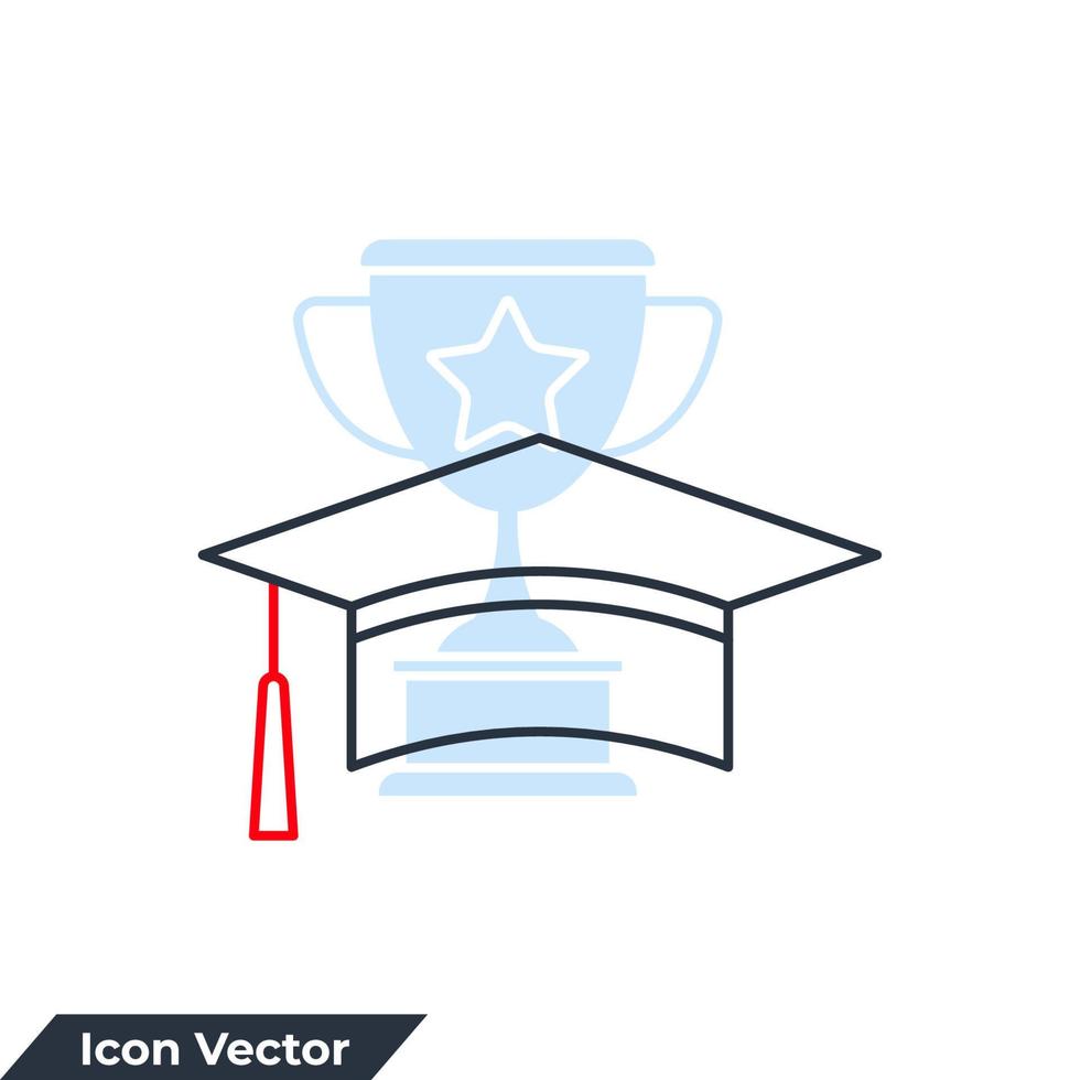 Ilustración de vector de logotipo de icono de gorro de graduación. plantilla de símbolo de gorra académica cuadrada para la colección de diseño gráfico y web