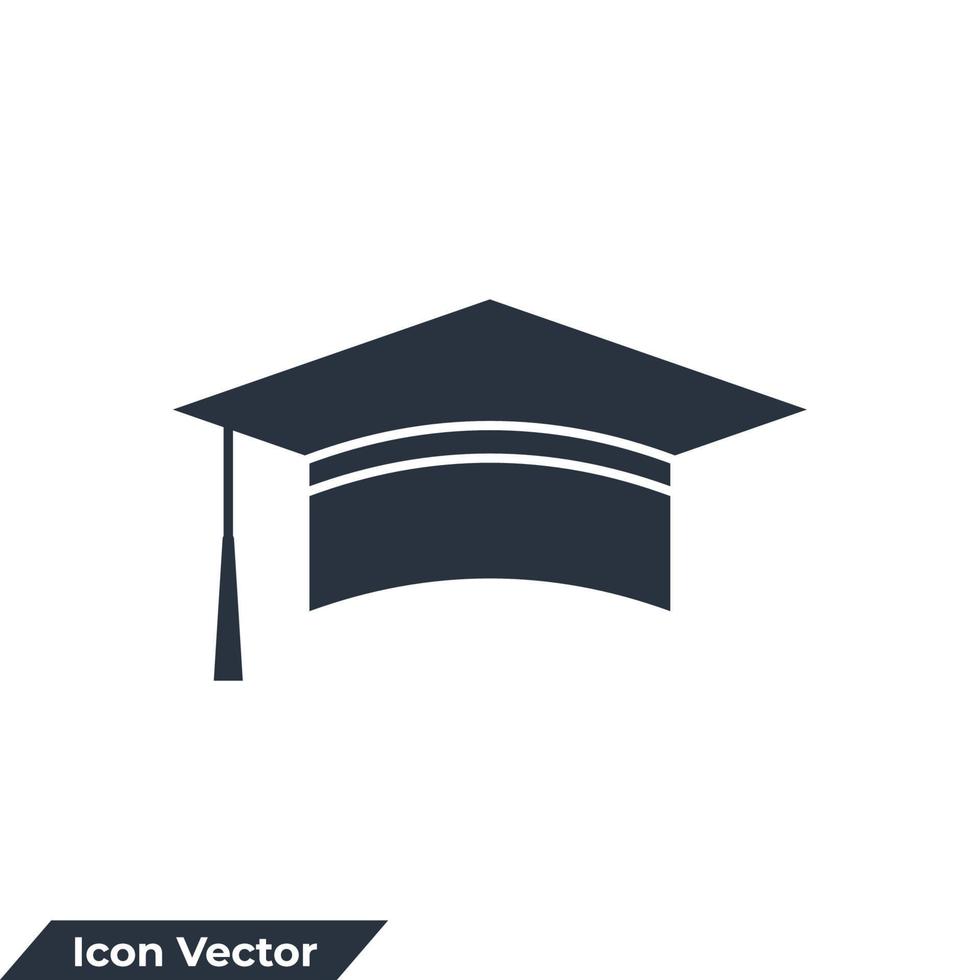 graduation cap icon logo vector illustration. Square academic cap symbol template for graphic and web design collection