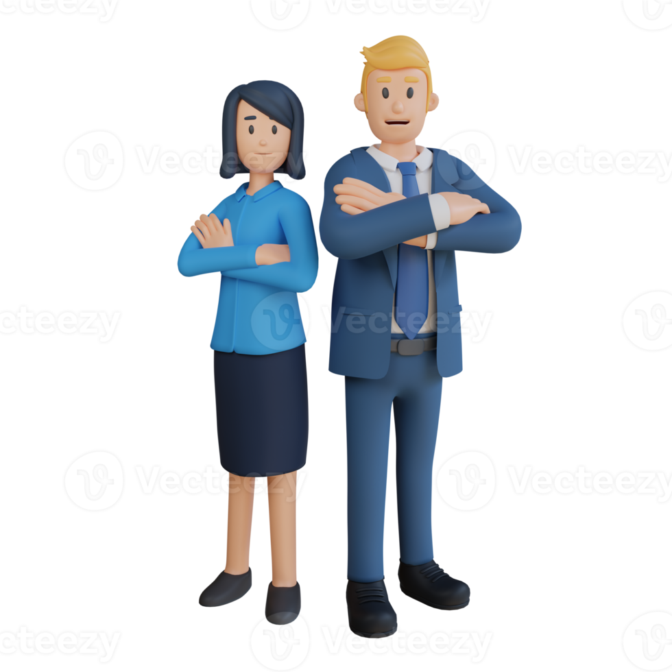 Businessman and woman standing in pairs character 3d character illustration png