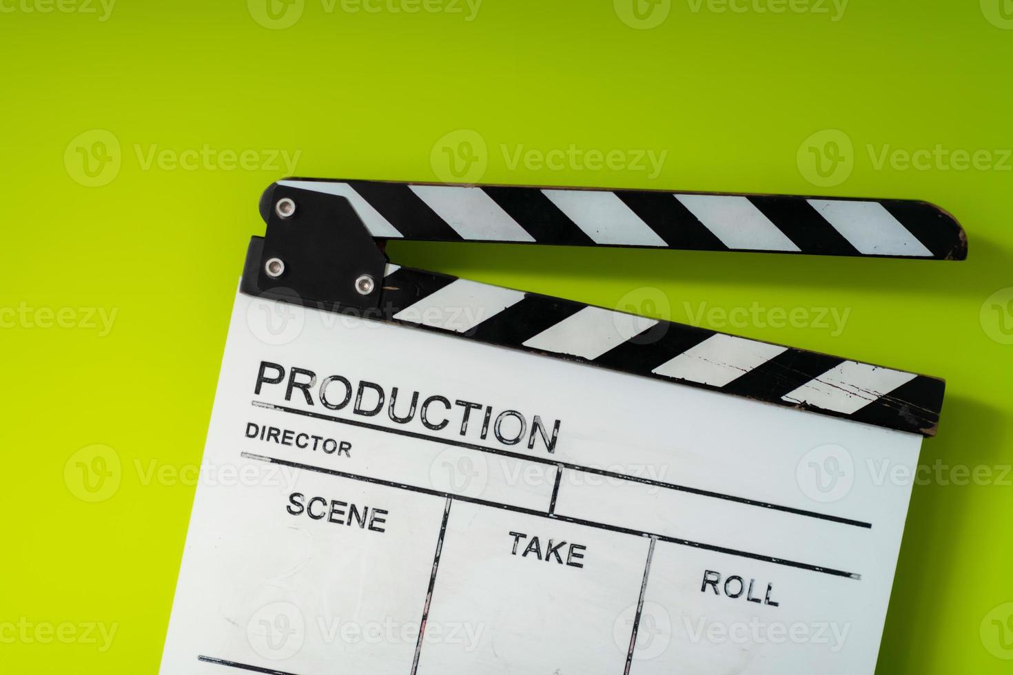 movie clapper on green  background photo