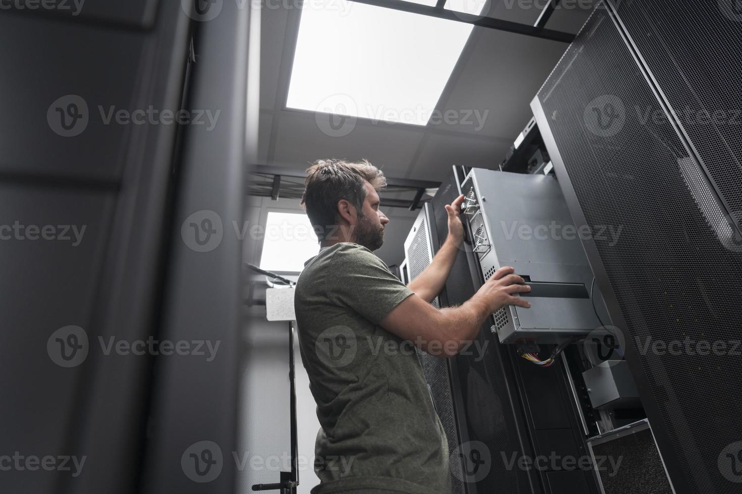IT engineer working In the server room or data center The