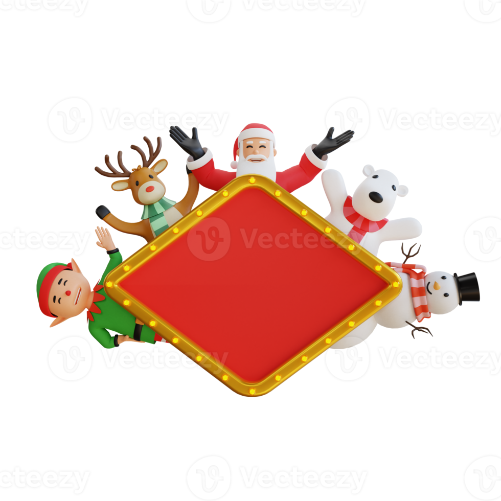 Santa claus mascot 3d character illustration happy png