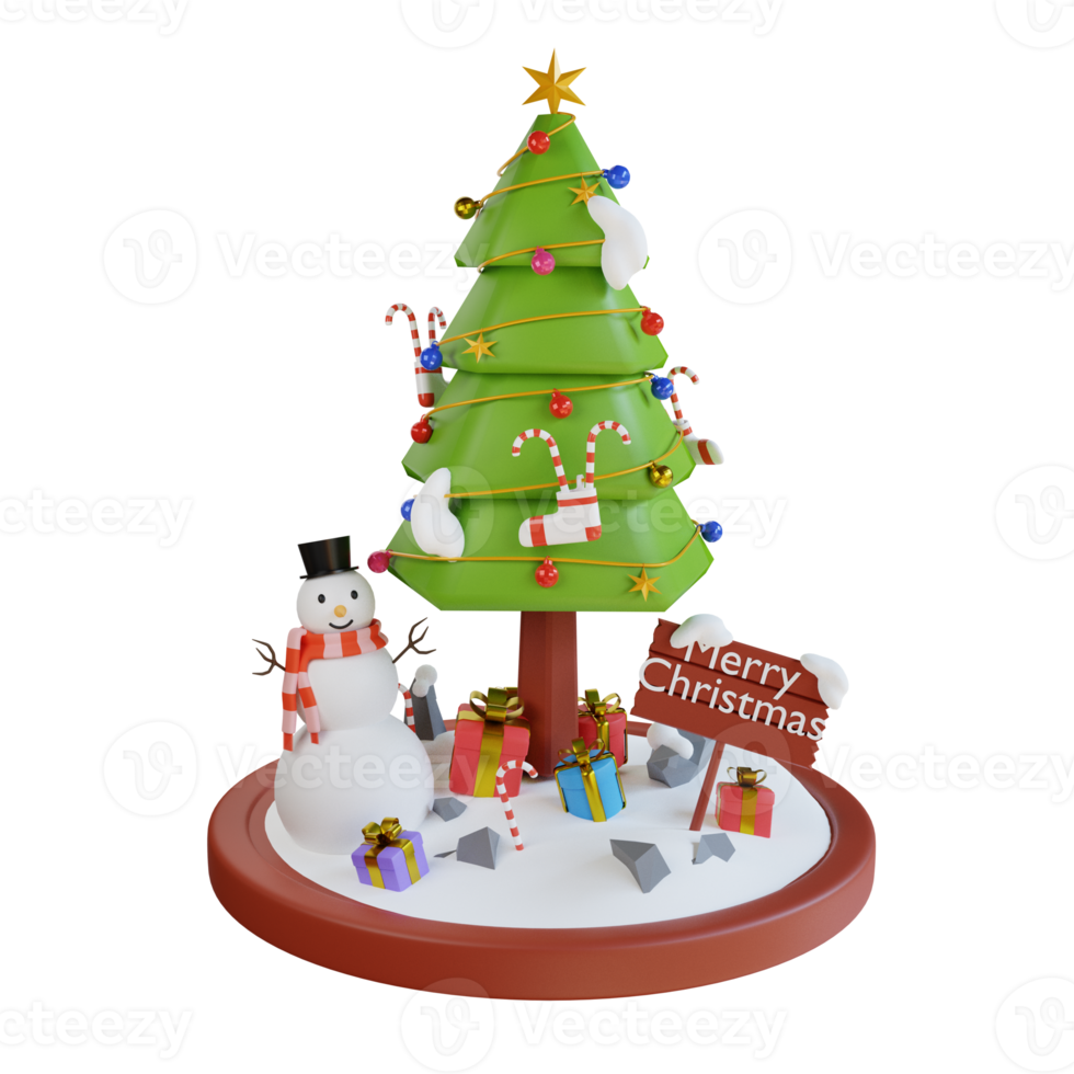 Kerstmis boom mascotte 3d karakter illustratie png