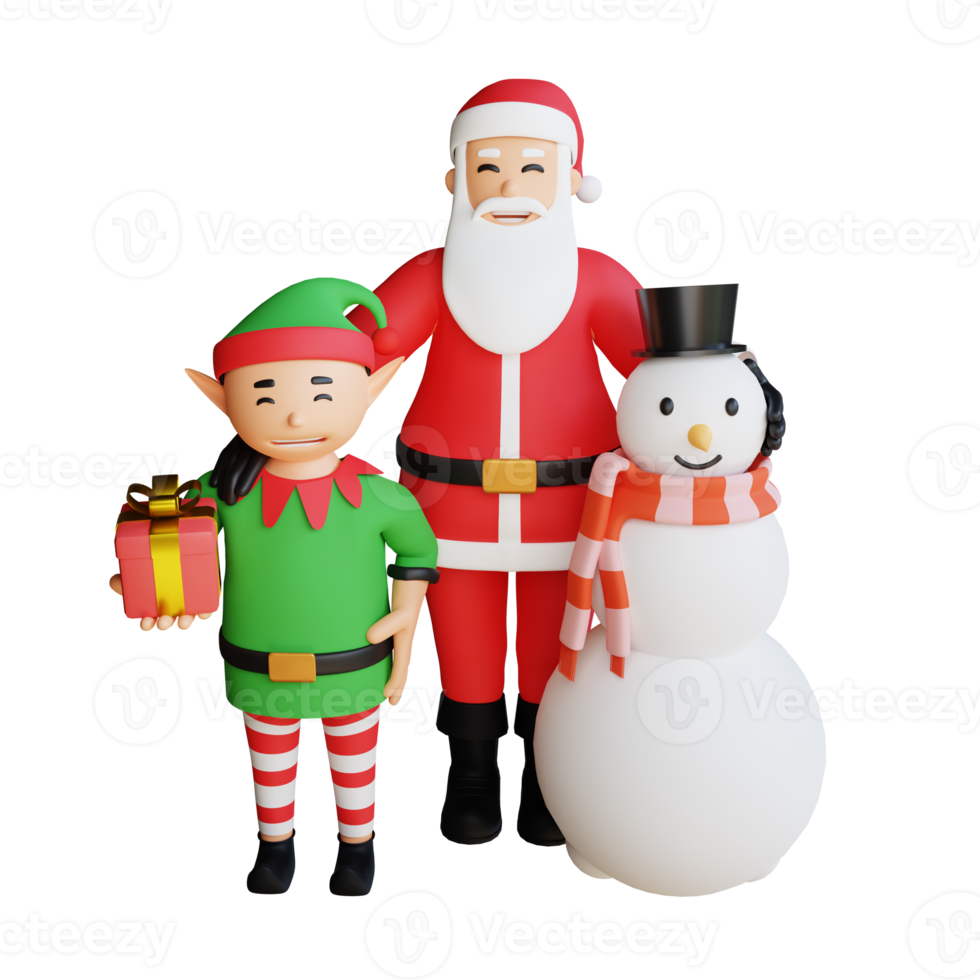 Santa claus mascot 3d character illustration happy png