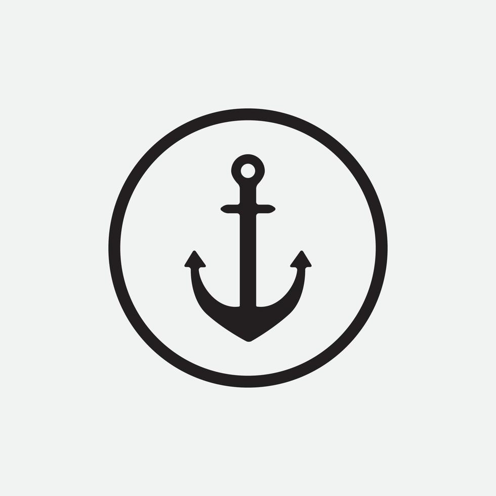 logo ancla barco ilustración icono símbolo vector diseño