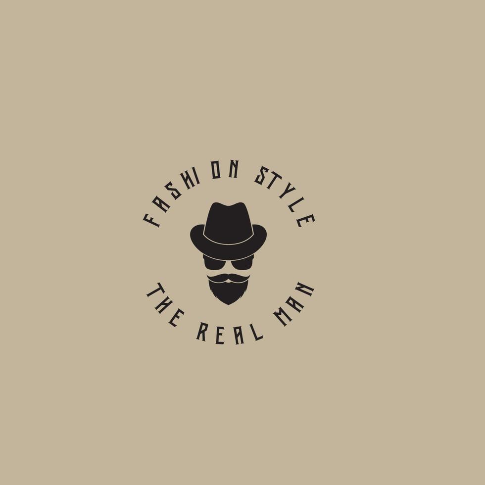 style man logo line hipster design illustration icon symbol vector