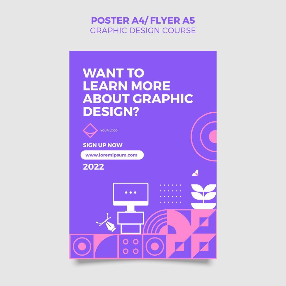 graphic design courses idea with simple color and shape vector