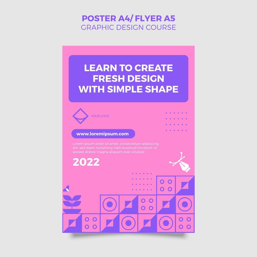 idea de cursos de diseño gráfico con color y forma simples vector