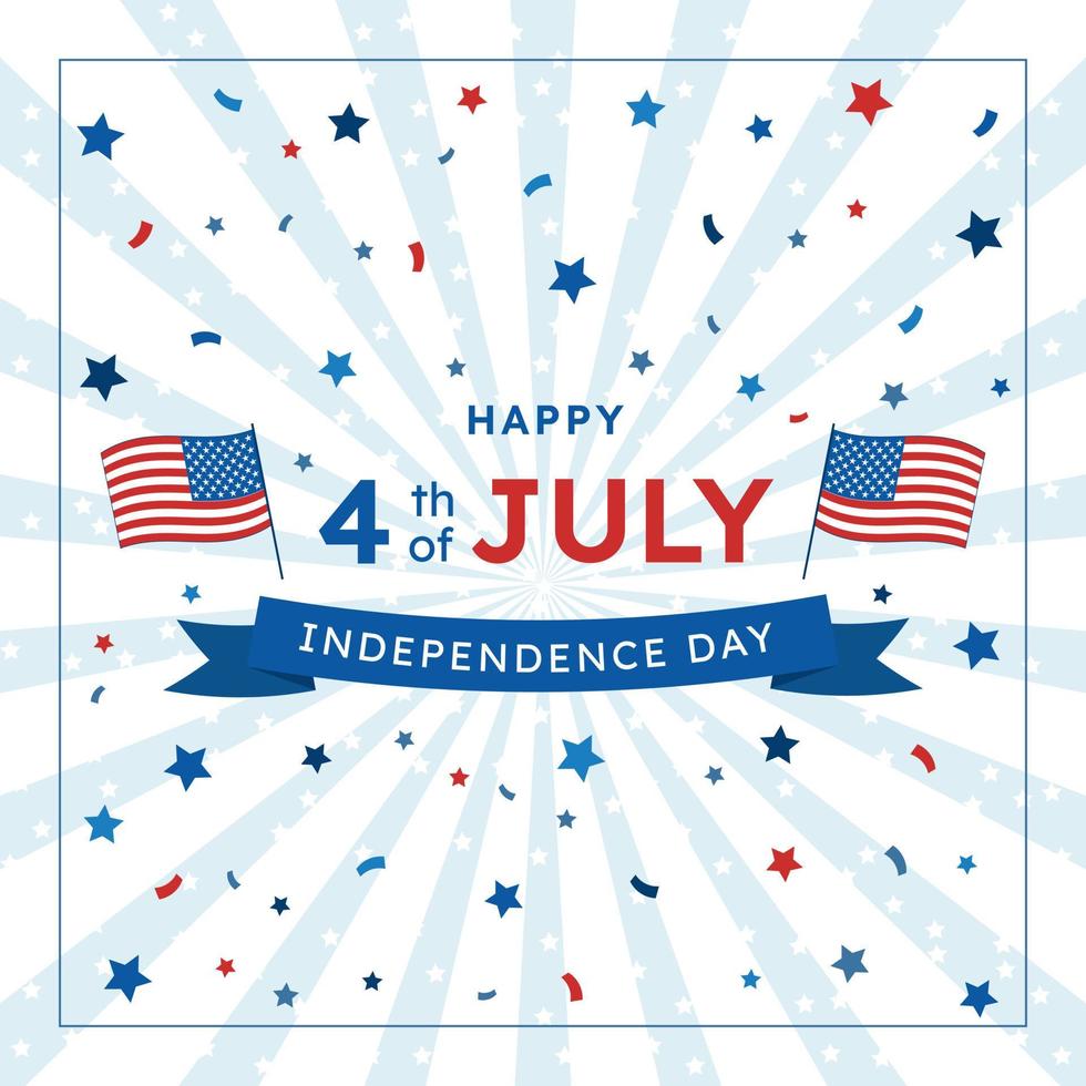 Design congratulations on the Independence Day of the United States of America, Memorial Day, decorated with a background of stars and the national flag, July 4. Banner, greeting card. vector