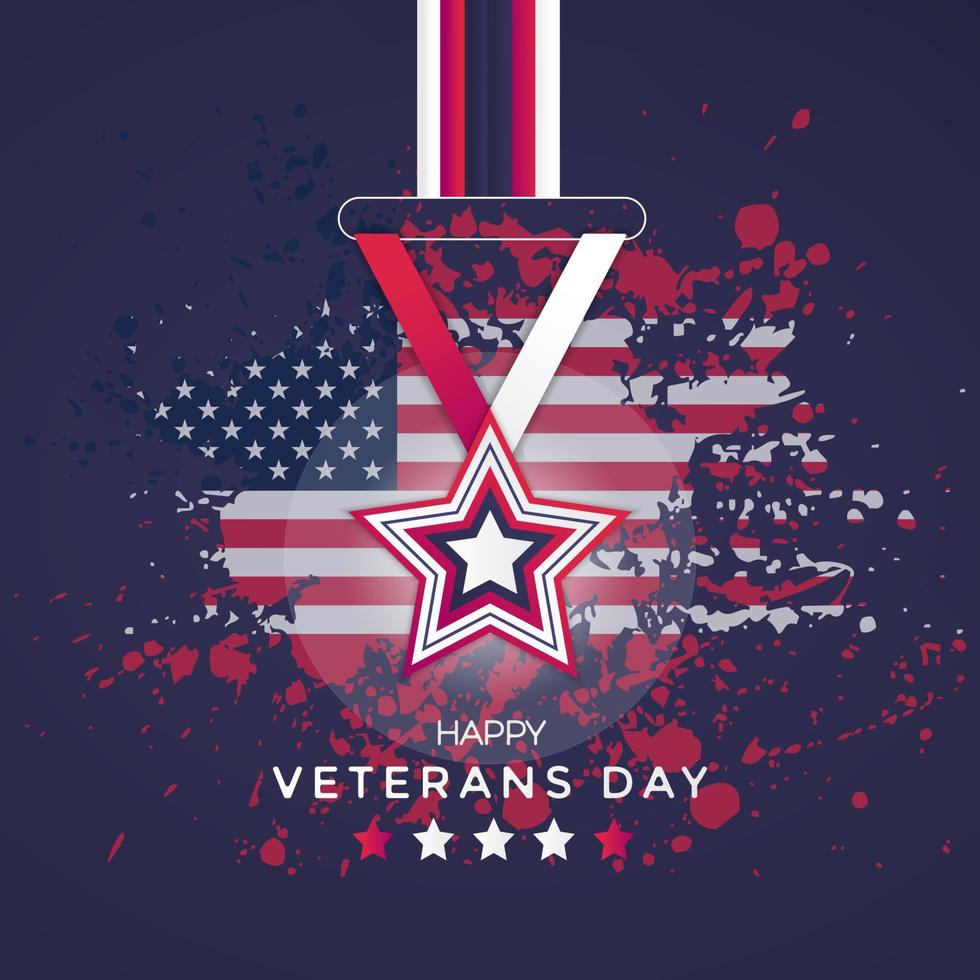feliz día de los veteranos medalla conmemorativa perfecta para tarjeta de agradecimiento de honor vector
