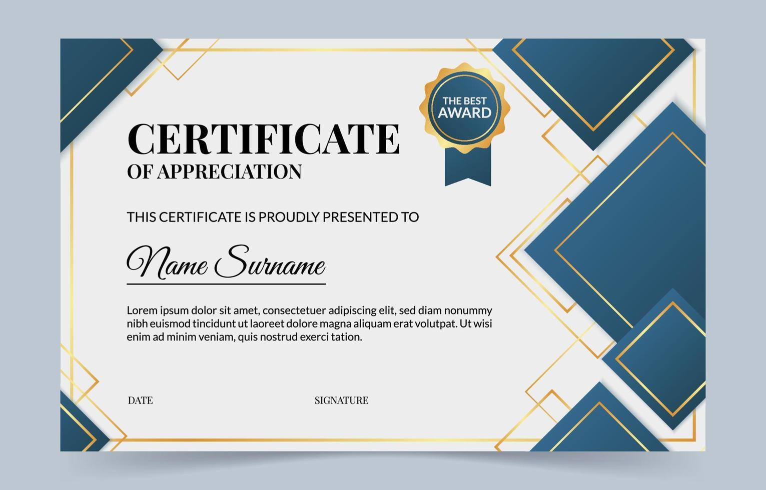 Certificate of Appreciation Template vector