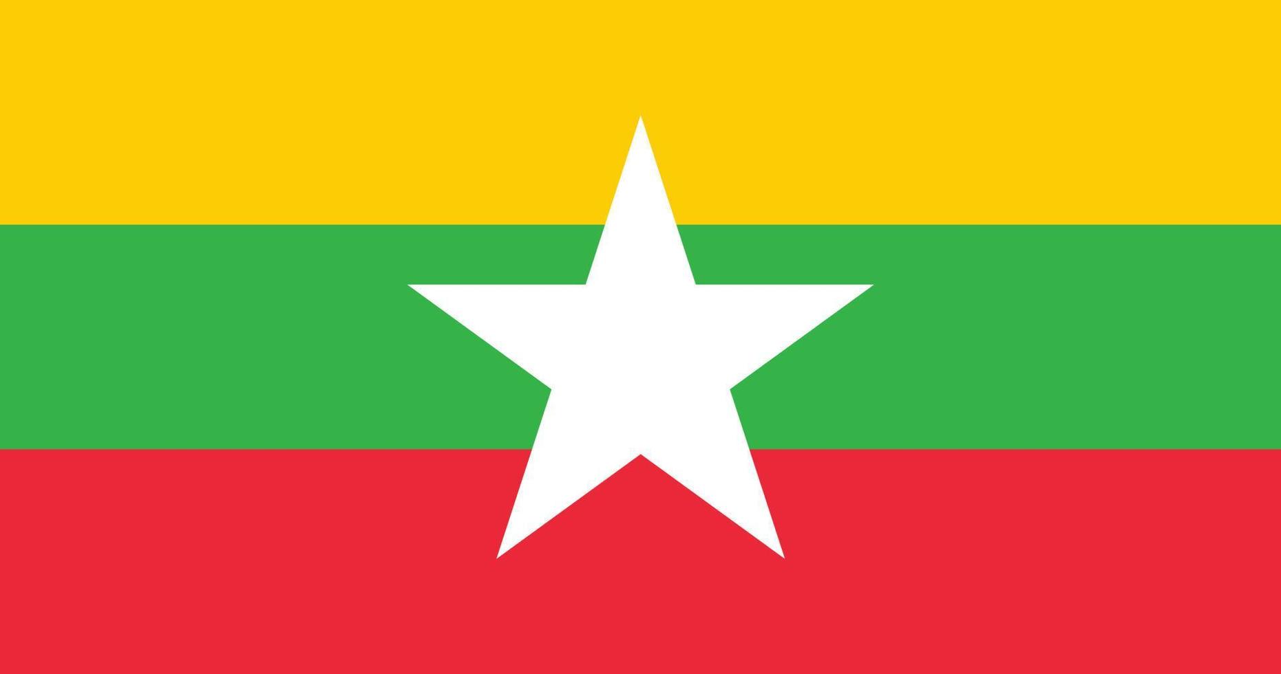 Myanmar flag with original RGB color vector illustration design