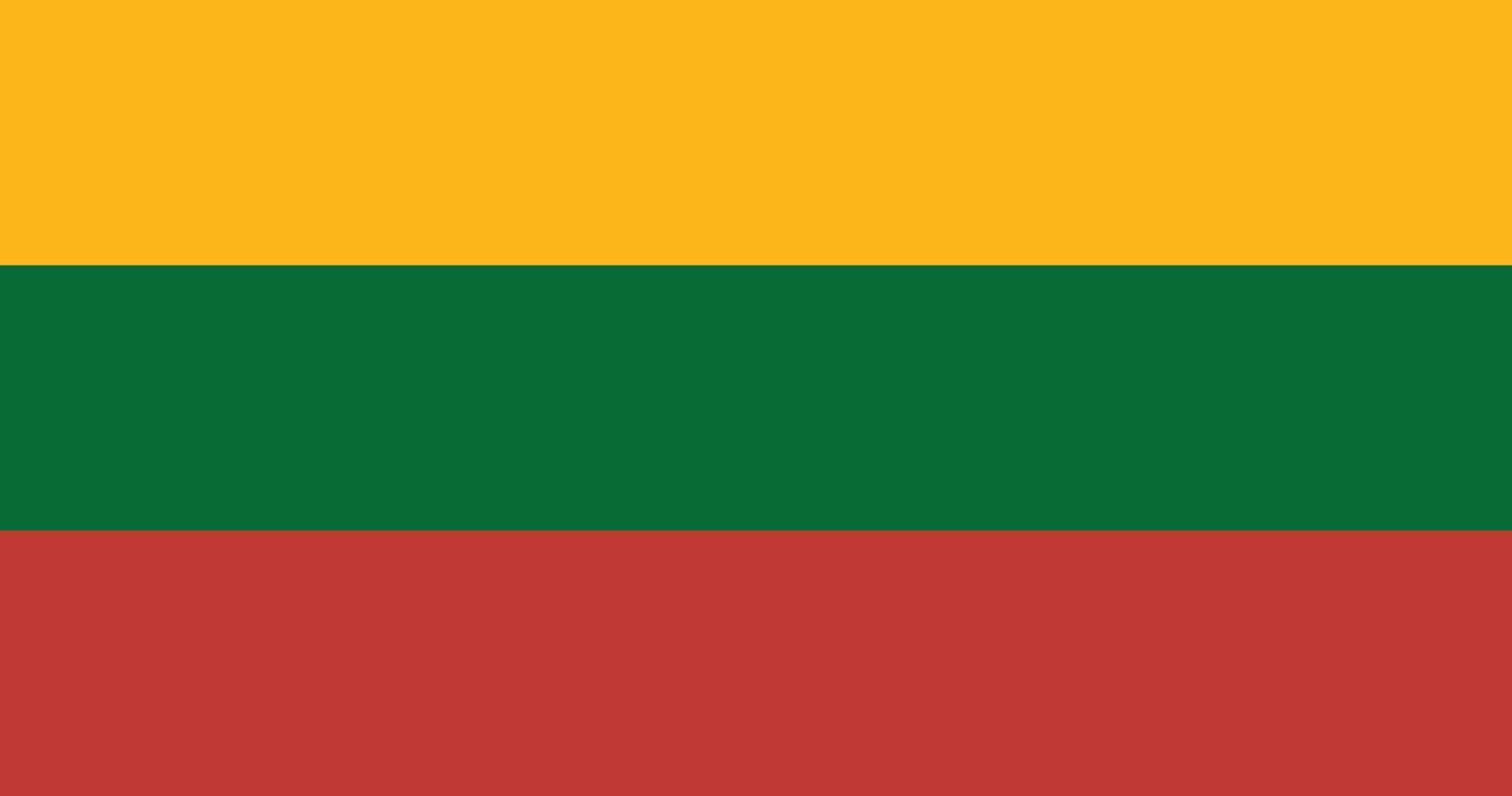 Lithuanian flag with original RGB color vector illustration design