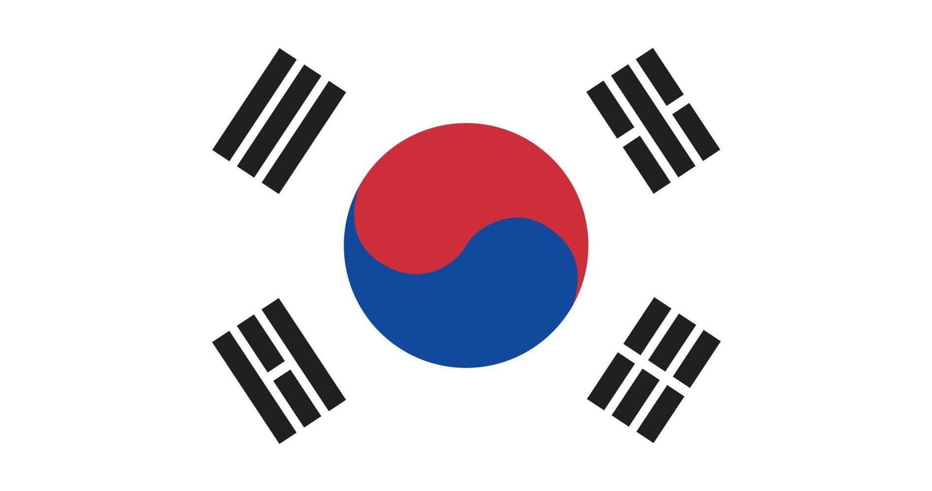 South Korean flag with original RGB color vector illustration design