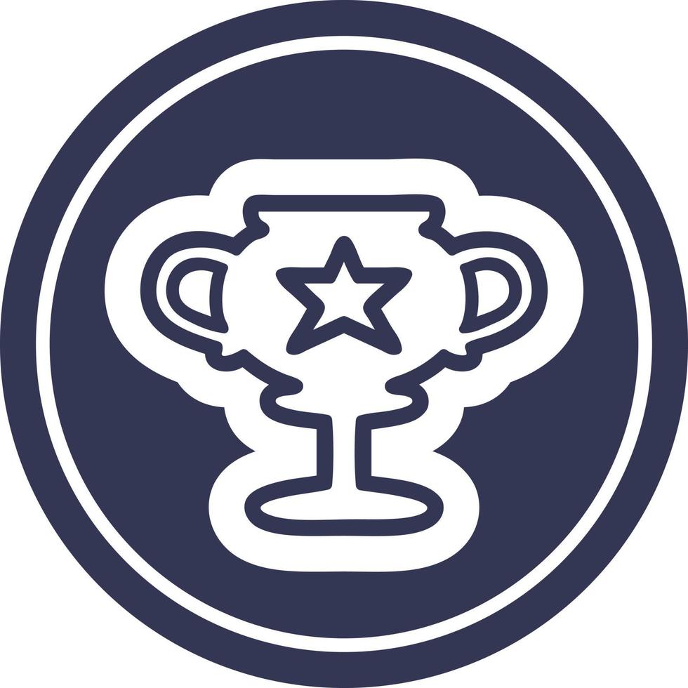 trophy cup circular icon vector