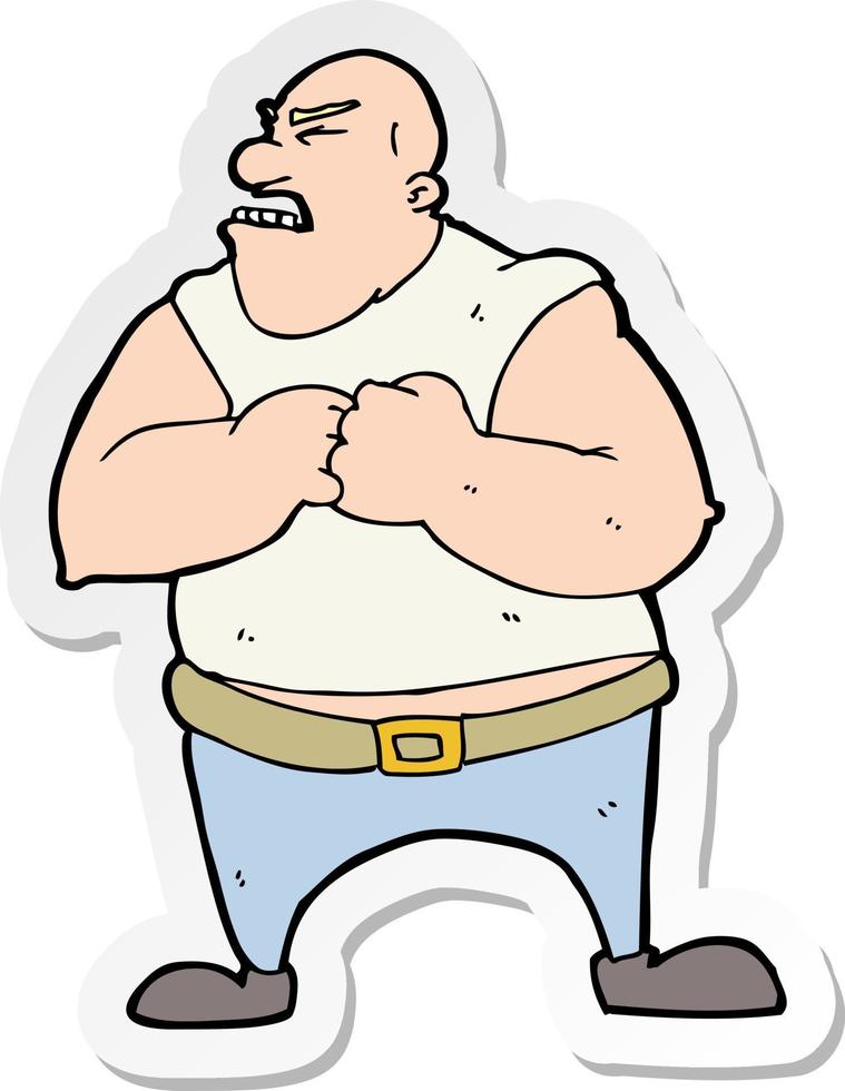 sticker of a cartoon violent man vector