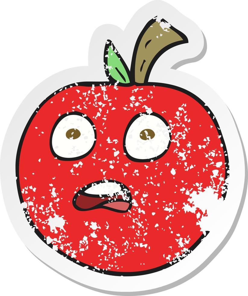 pegatina retro angustiada de un tomate de dibujos animados vector