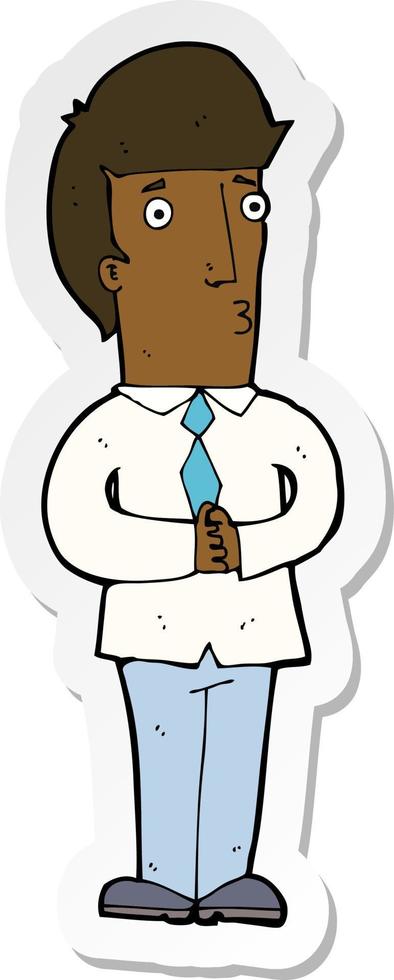 sticker of a cartoon nervous man vector