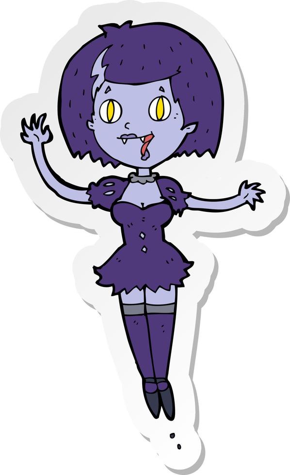 sticker of a cartoon happy vampire girl vector