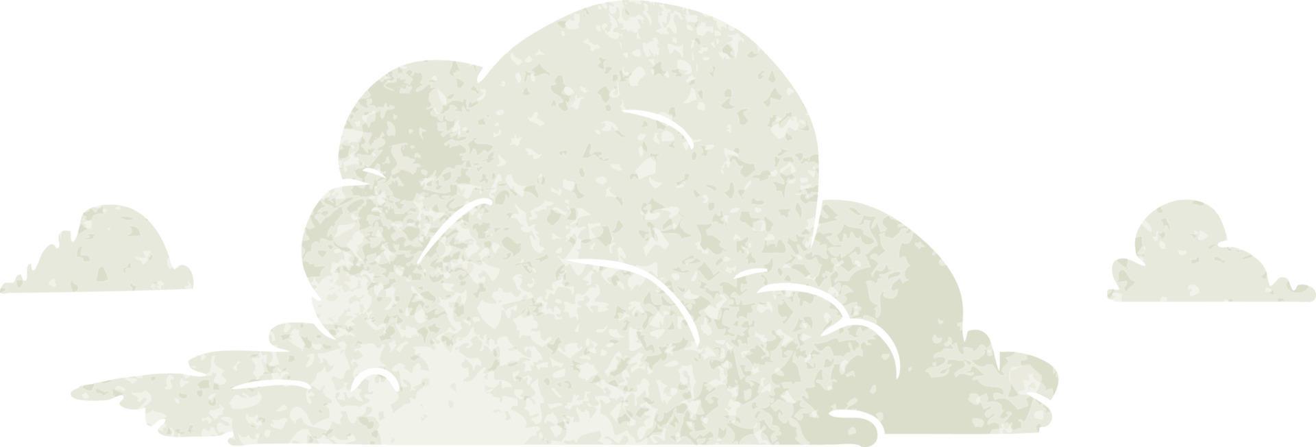 retro cartoon doodle of white large clouds vector