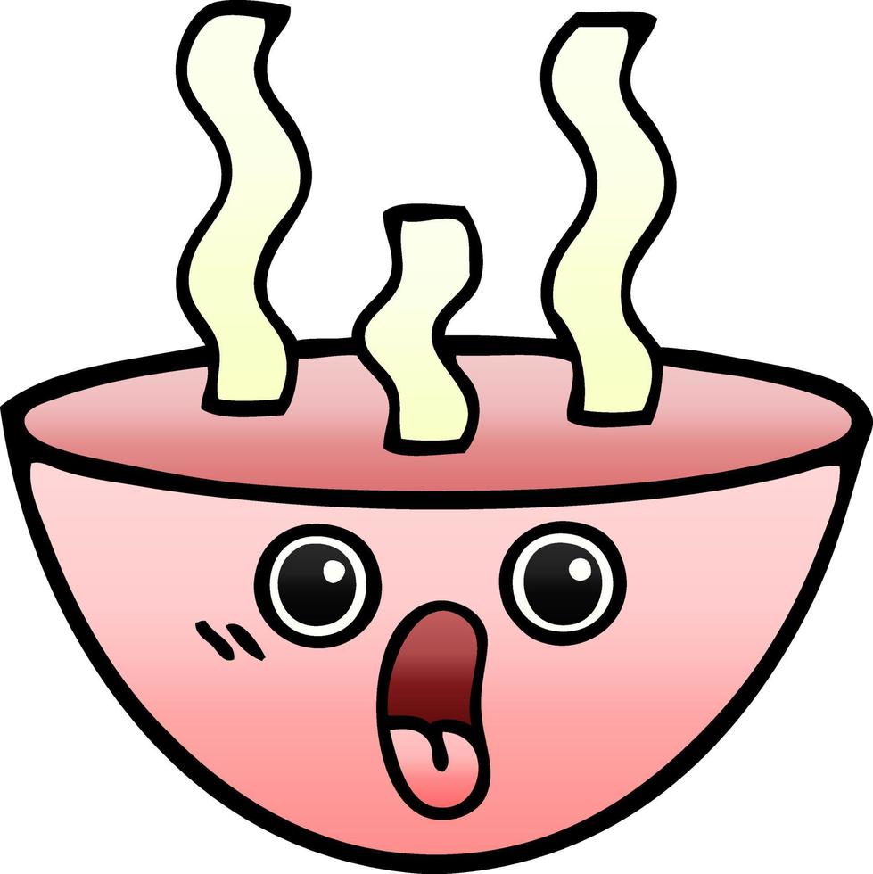 gradient shaded cartoon bowl of hot soup vector